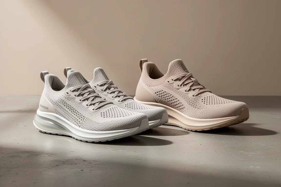 Two pairs of Saucony Endorphin Speed running shoes side by side on concrete