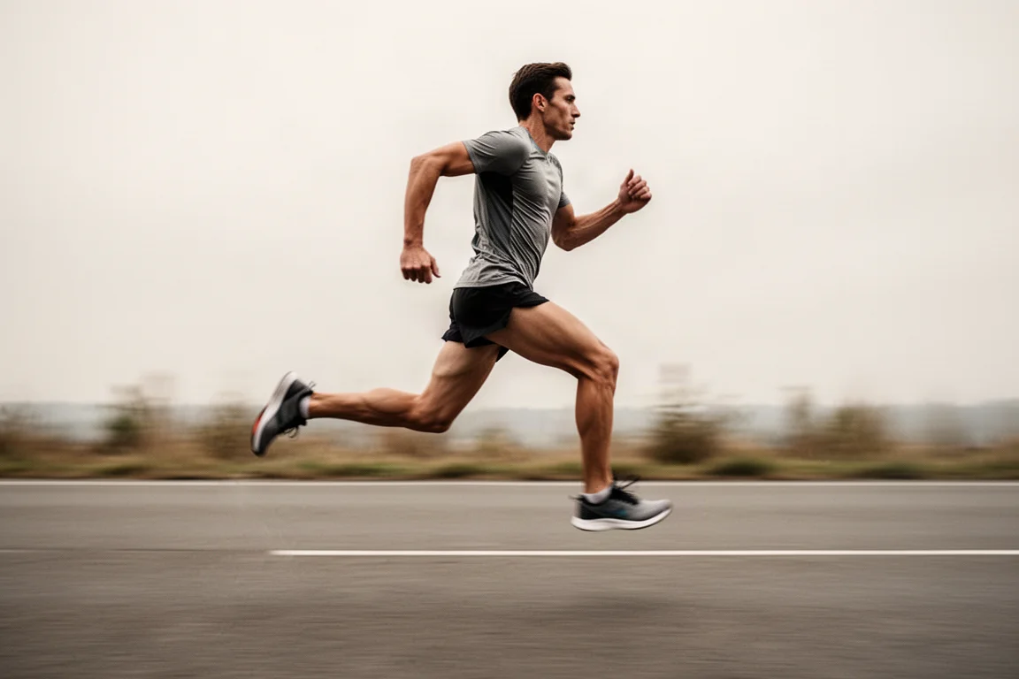 Läufer absolviert einen schnellen Fartlek-Antritt auf offener Straße