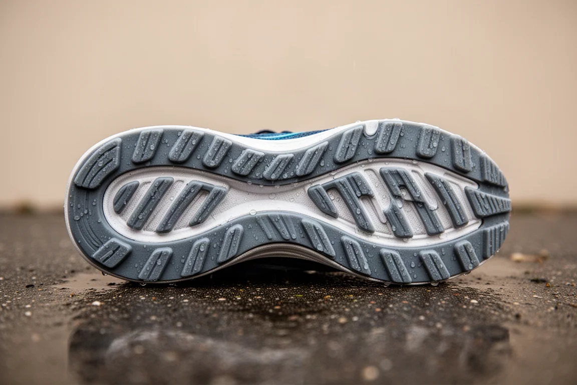 Buitenzool van een hardloopschoen met Continental-rubber met een flexibel, grippend profiel
