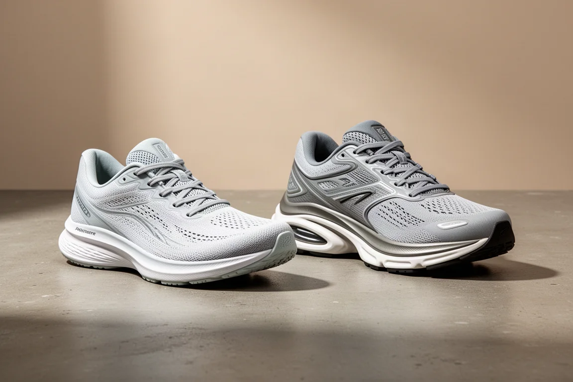 Saucony Endorphin Speed 3 and Kinvara Pro running shoes side by side on concrete