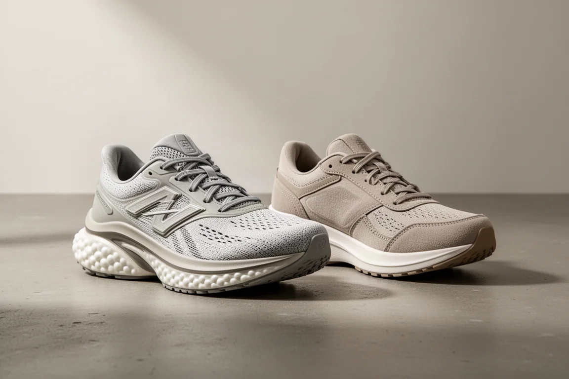 Saucony Endorphin Speed 3 and Tracksmith Eliot Runner side by side on concrete
