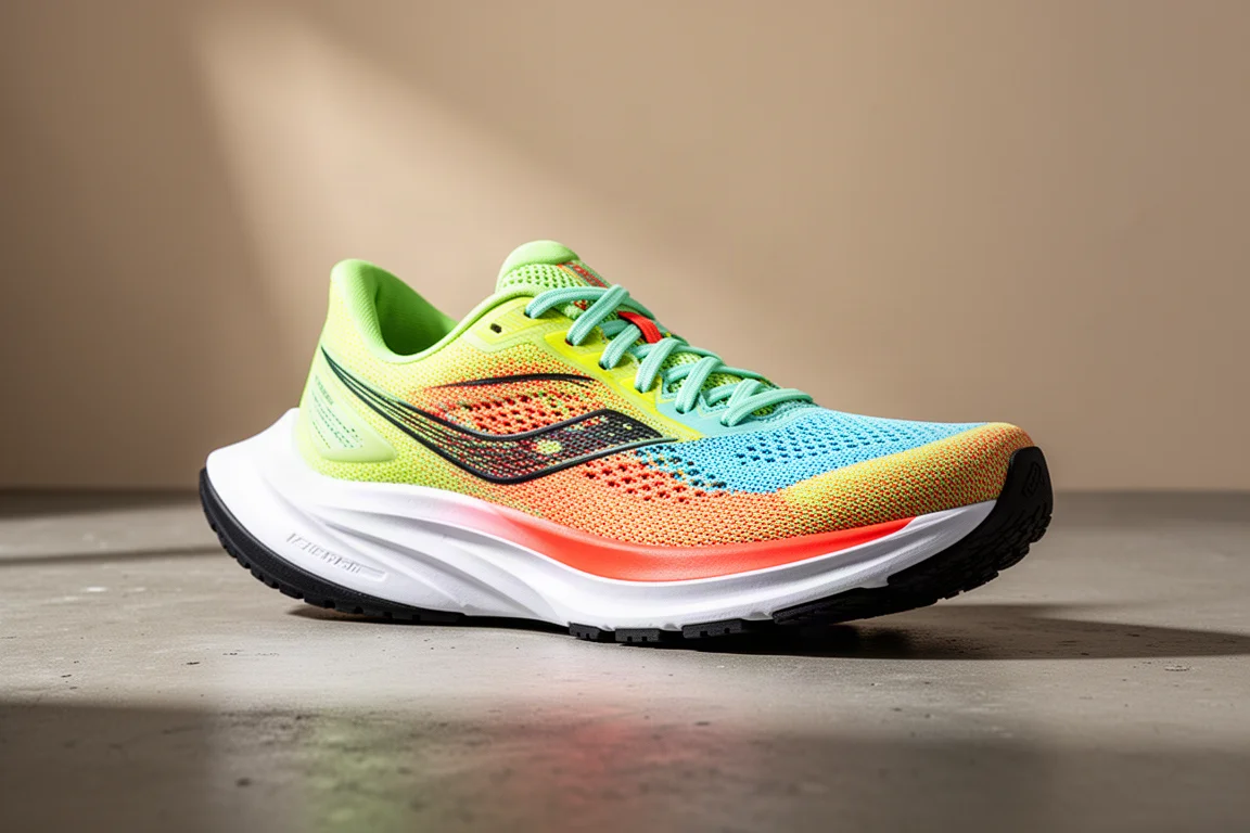 Saucony Endorphin Speed 5 running shoe shown at a three-quarter angle on a concrete surface