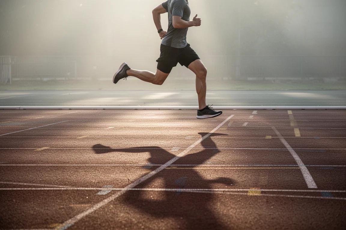 Runner logging easy daily miles on a tree-lined path