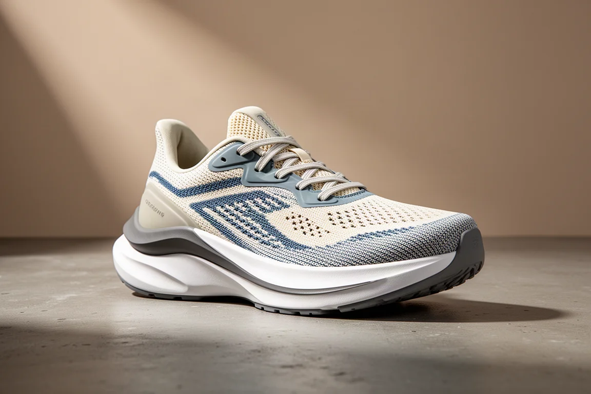 Saucony Hurricane 24 running shoe with thick midsole on concrete surface