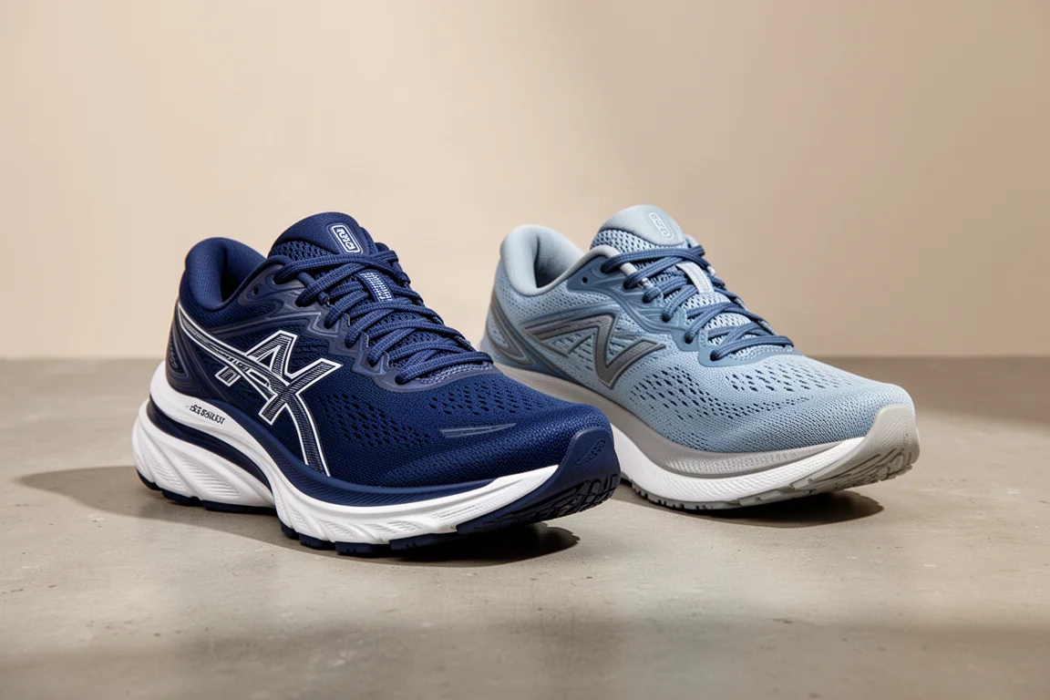Saucony Hurricane 24 and Triumph 22 running shoes side by side on concrete