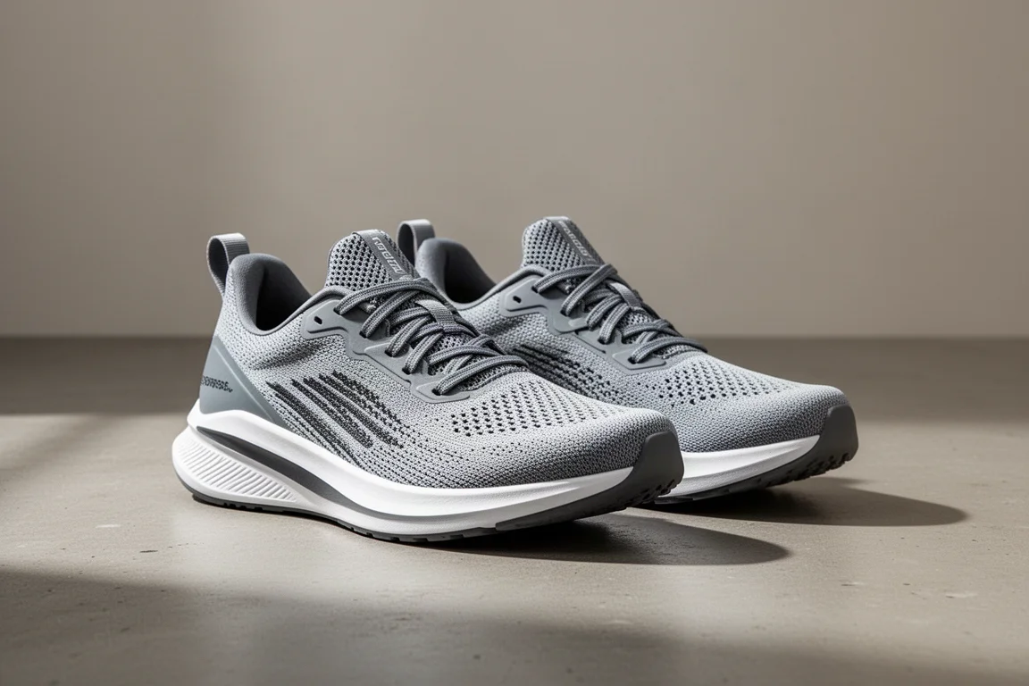 Pair of lightweight Saucony Kinvara 14 running shoes on a concrete surface