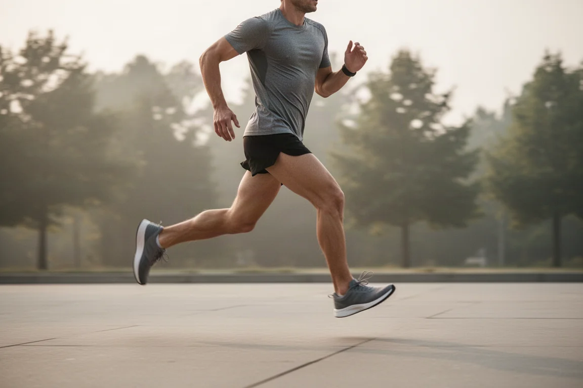 Runner finishing a steady easy run on quiet pavement