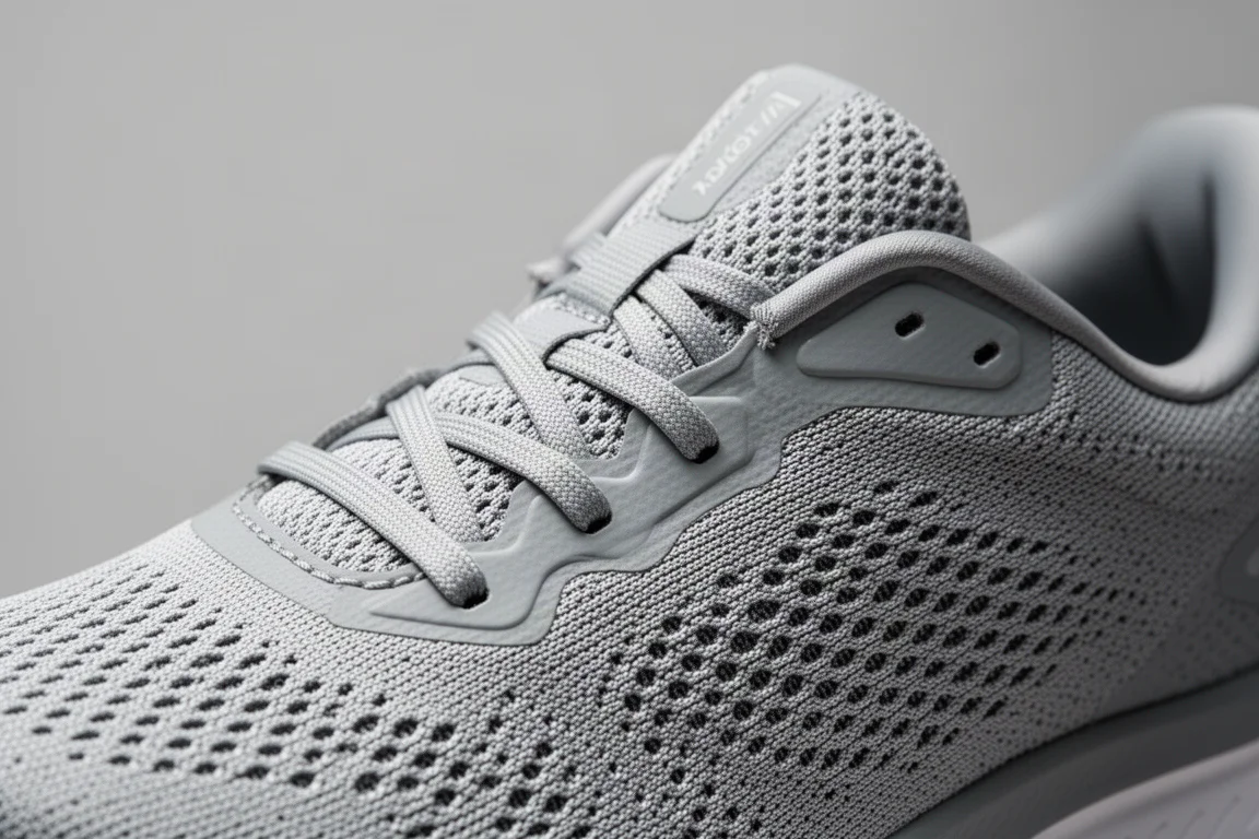 Primo piano della schiuma della midsole e dello stack del tallone di una scarpa da running