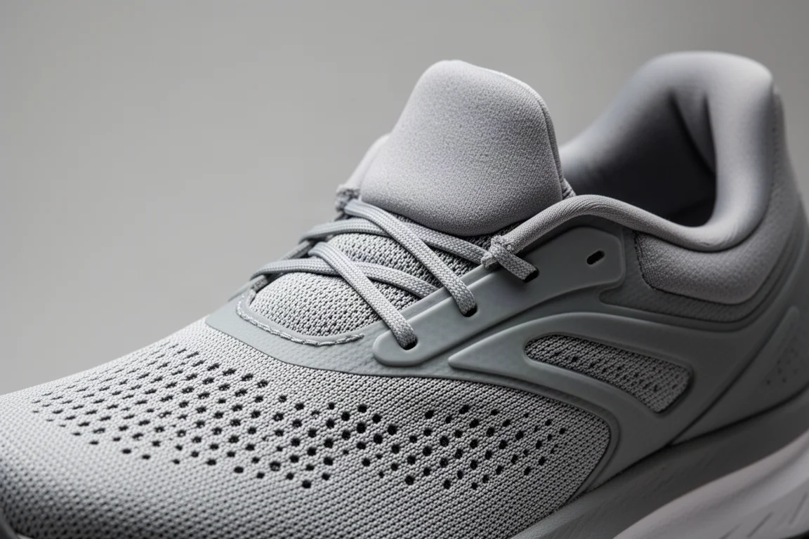 Vue détaillée de la tige en mesh technique et du col rembourré d'une chaussure de running
