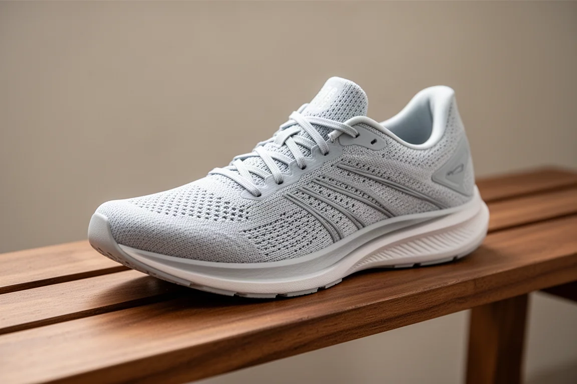 Coureur resserrant les lacets d'une chaussure de running basse et ajustée