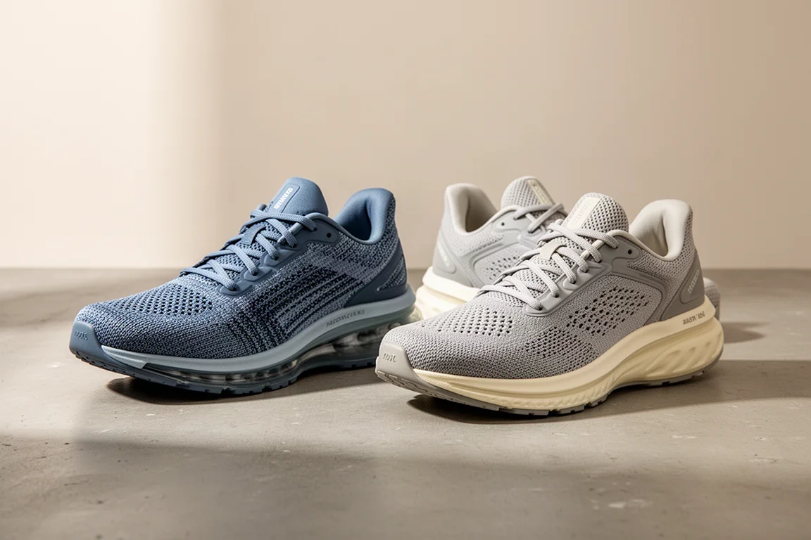 Saucony Triumph 20 and Brooks Glycerin 20 running shoes side by side on concrete