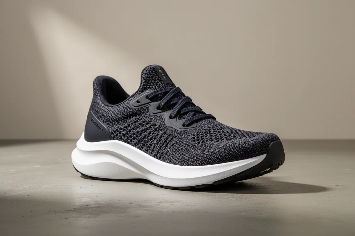 But do biegania Saucony Triumph 21 z grubą białą podeszwą środkową na betonowej powierzchni