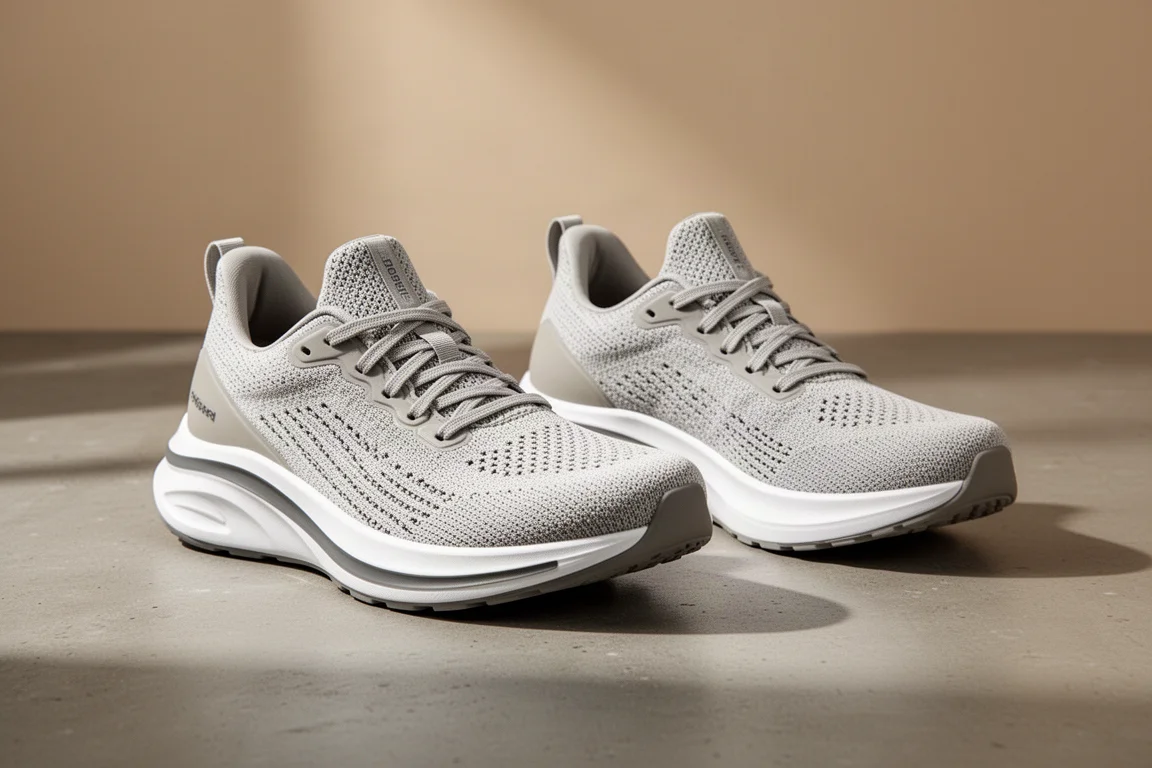 Two Saucony Triumph running shoes side by side on a concrete surface