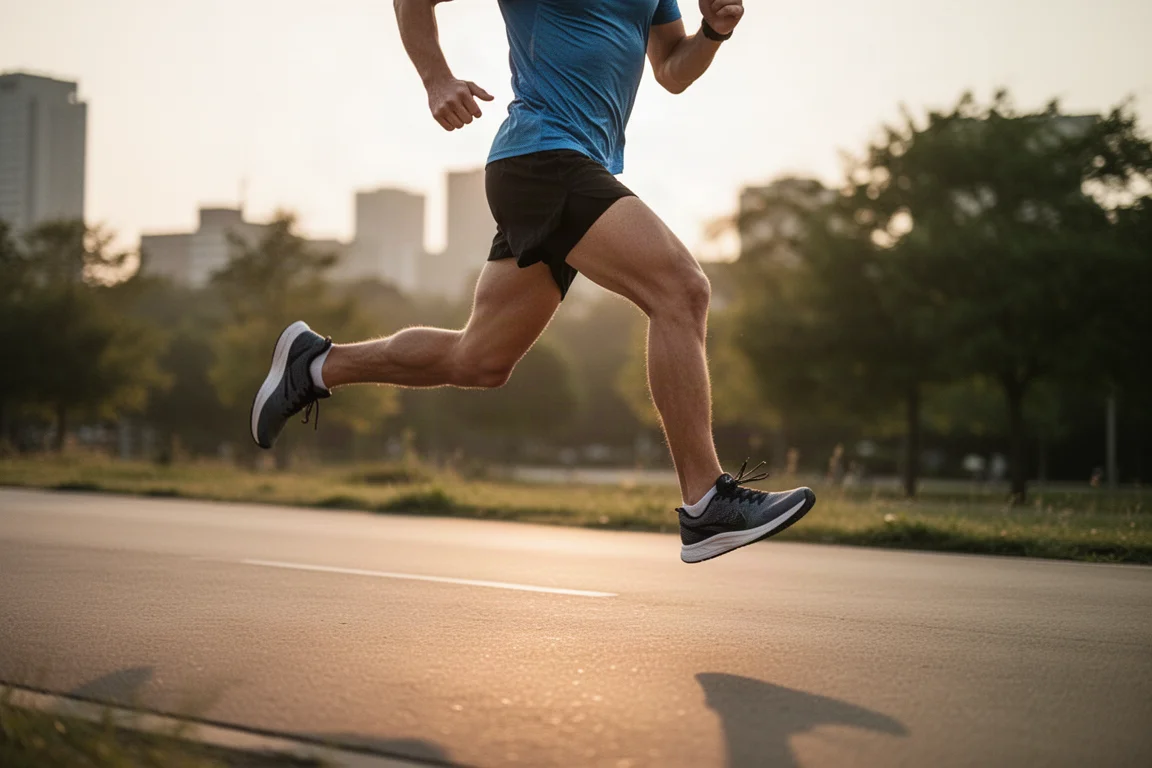 Hardloper die een tempo-training doet op een verhard pad