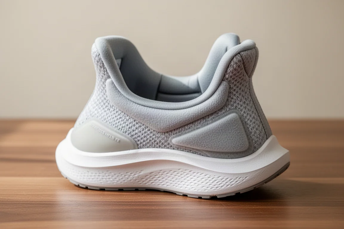 Laufschuh-Außensohle mit dicker Gummi-Ferse und freiliegendem Zwischensohlen-Schaum