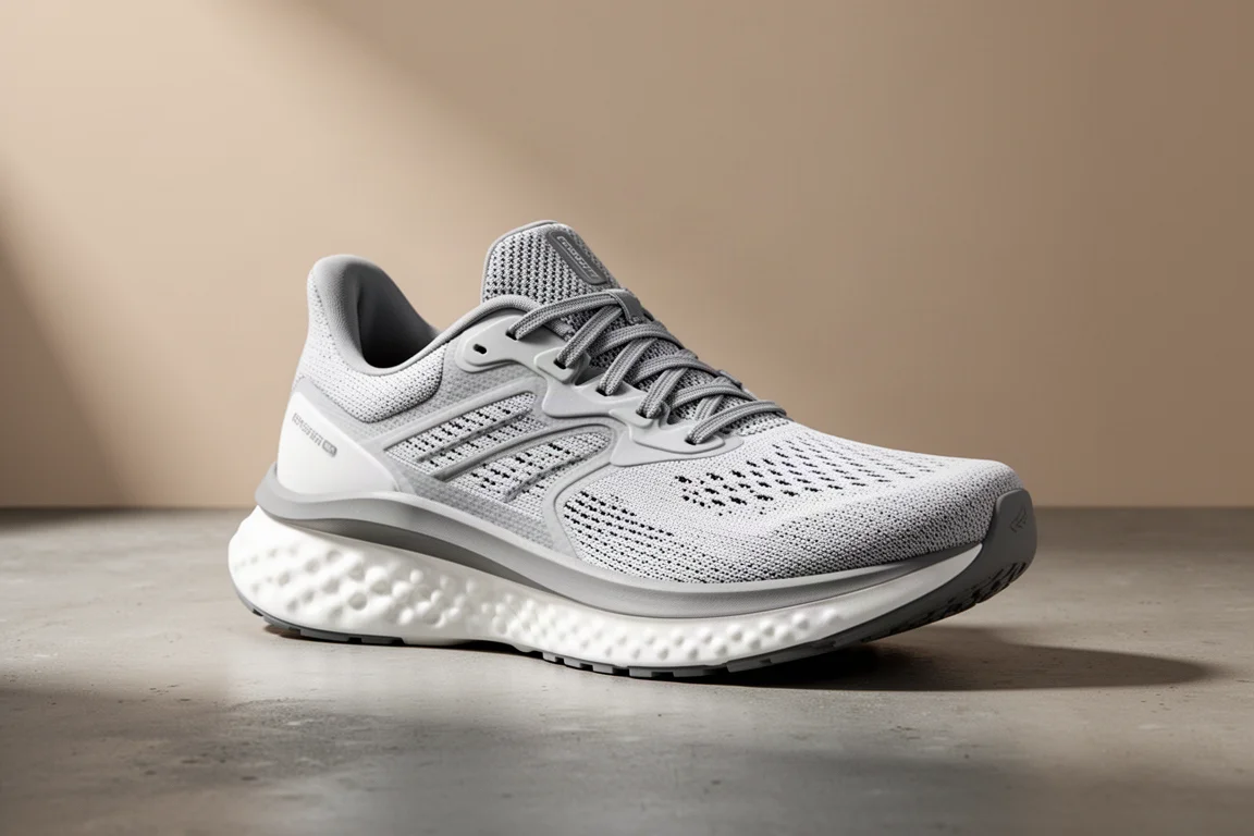 Saucony Triumph 23 running shoe at a three-quarter angle on concrete