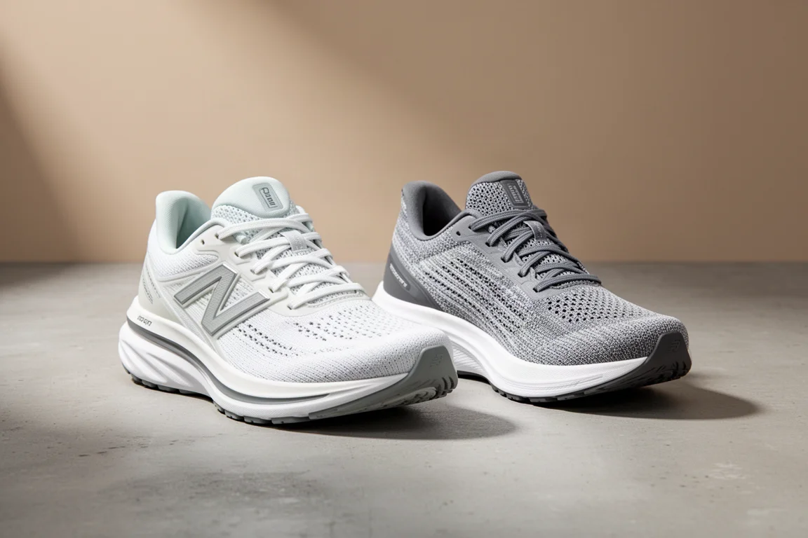 Saucony Triumph 23 and Brooks Glycerin 22 running shoes side by side on concrete