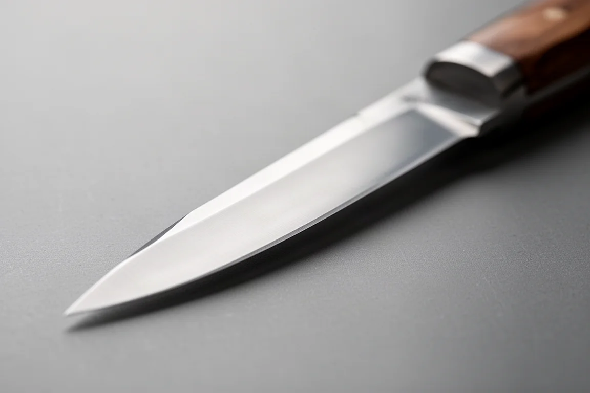 Nahaufnahme einer Messerklinge mit sauberer Fase am Rücken