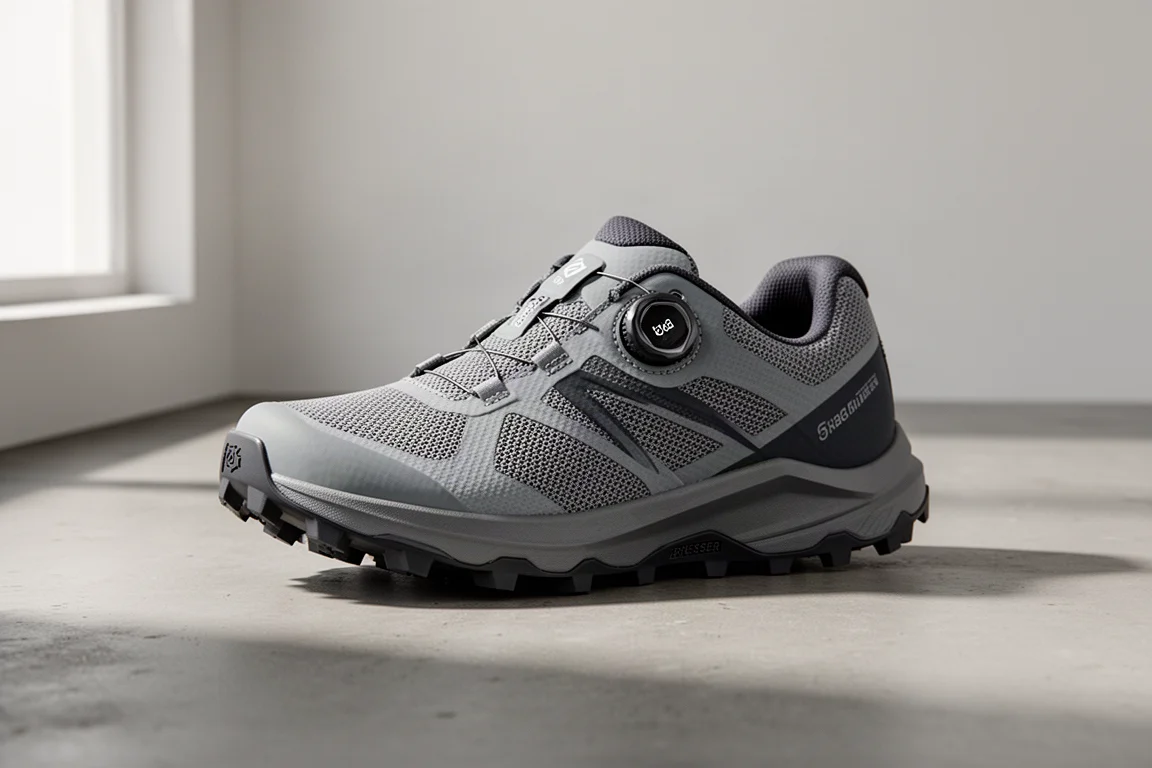 Scarpa Rebel Run Calibra HT trail running shoe on a concrete surface