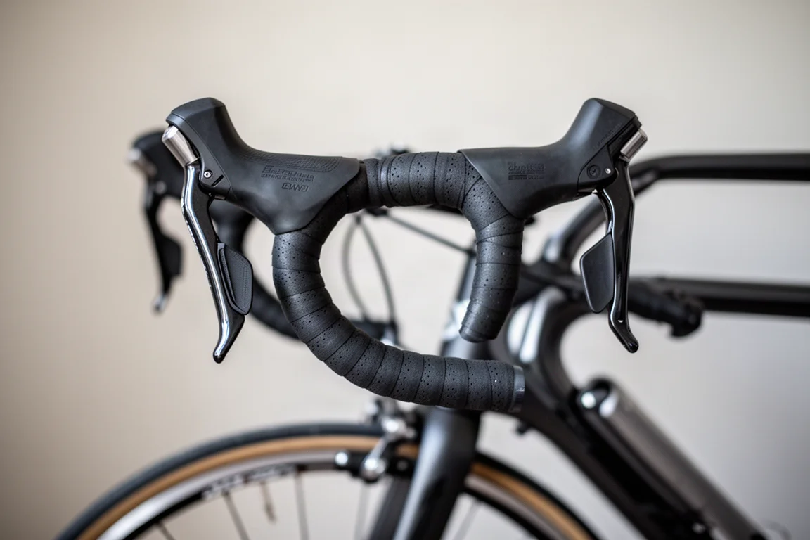Gros plan sur un tube de cadre de vélo en carbone mat avec passage de câble interne