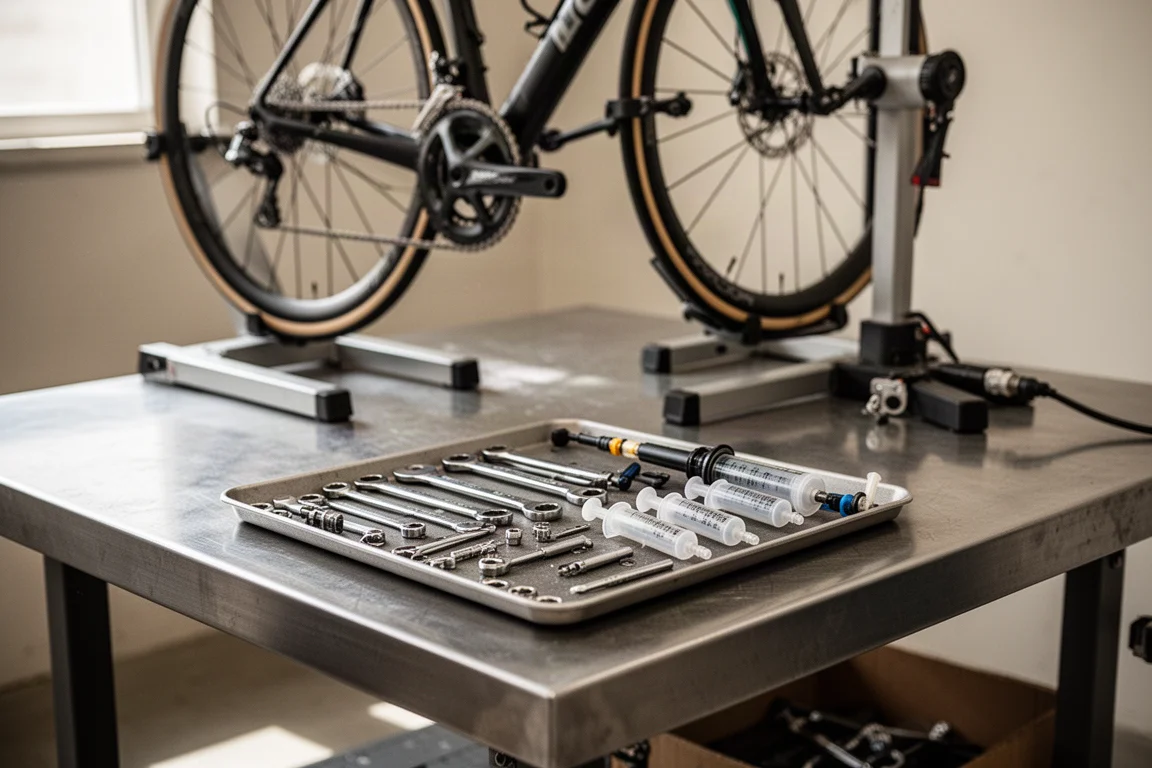 Cassette arrière, chaîne et dérailleur de vélo de route en gros plan détaillé
