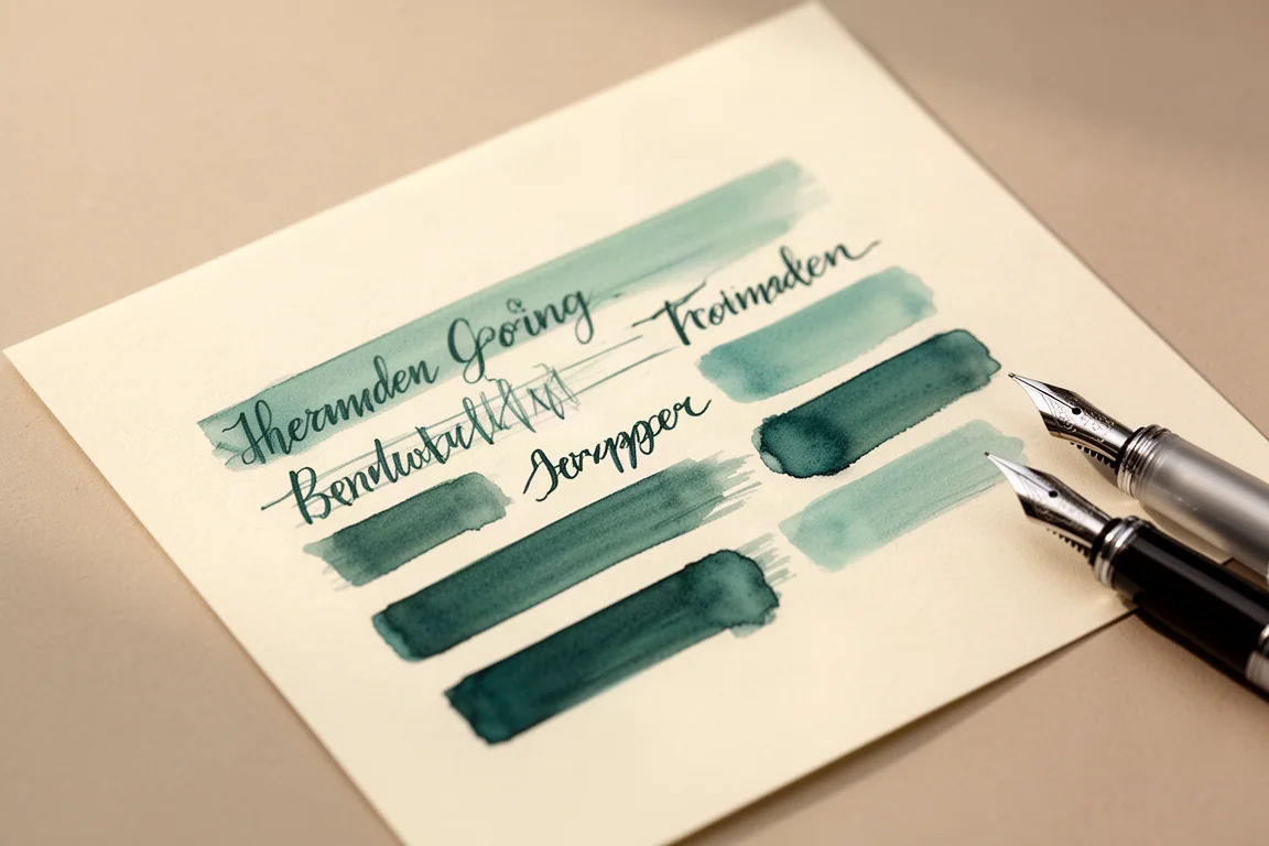 Handwritten fountain pen sample with visible line variation on cream paper