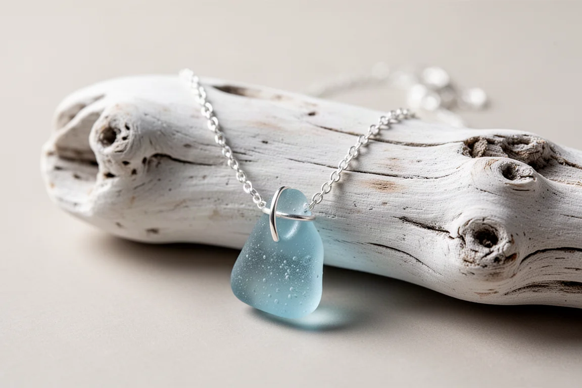 Seaamped Seaglass Sterling Silver Necklace product image