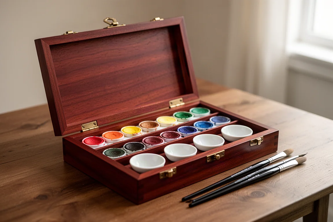 Sennelier Watercolor Mahogany Wooden Box Set with 24 Half Pans product image