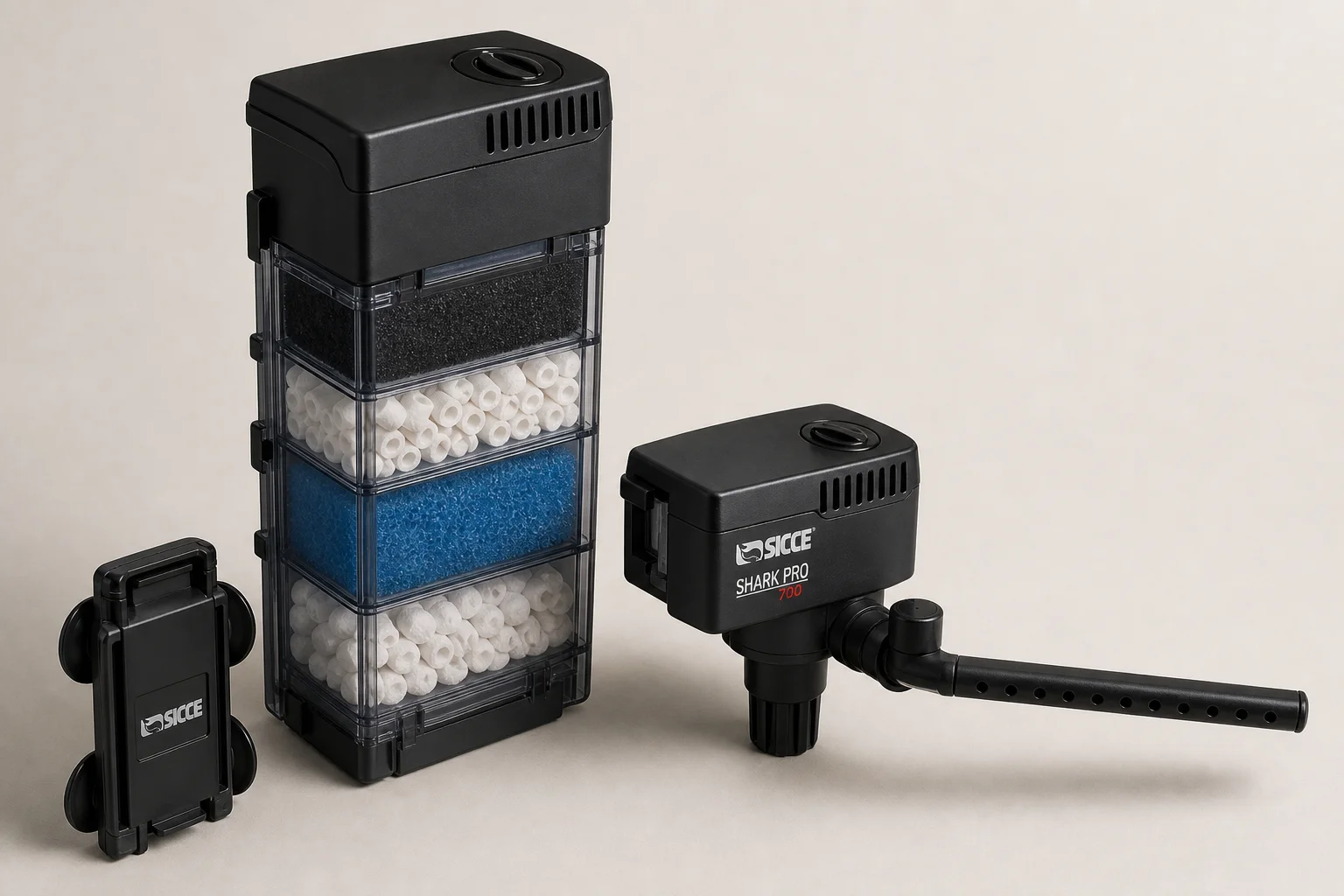 Sicce Shark Pro 700 internal filter with modular media compartments and spray bar