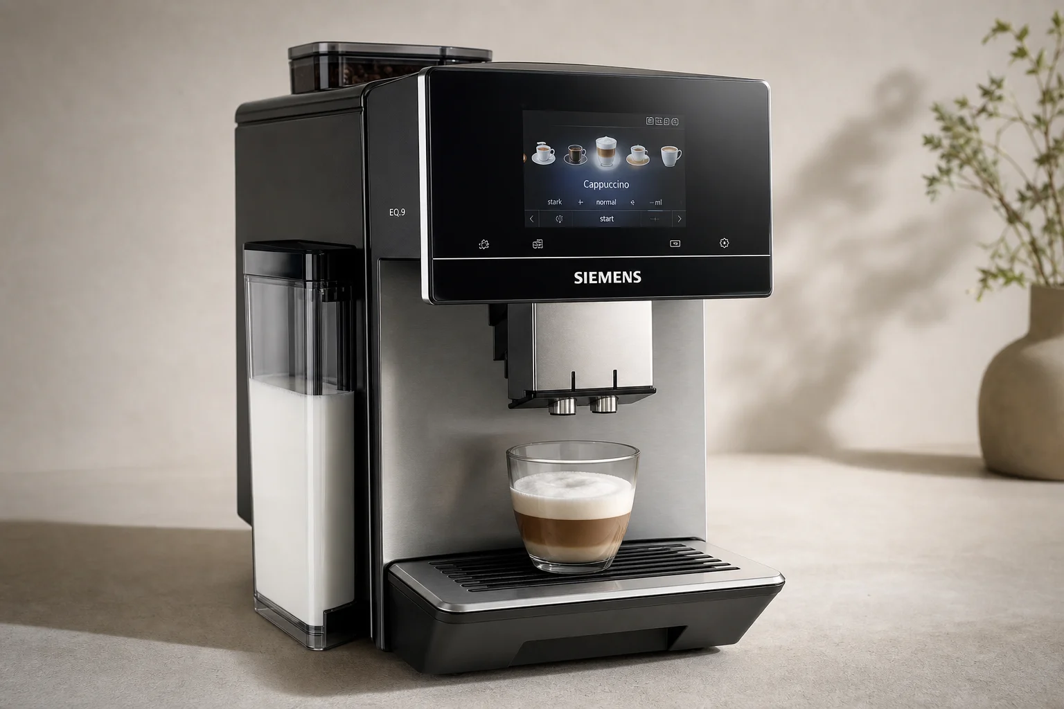 Six bean-to-cup espresso machines arranged in a line showing size progression from compact to large