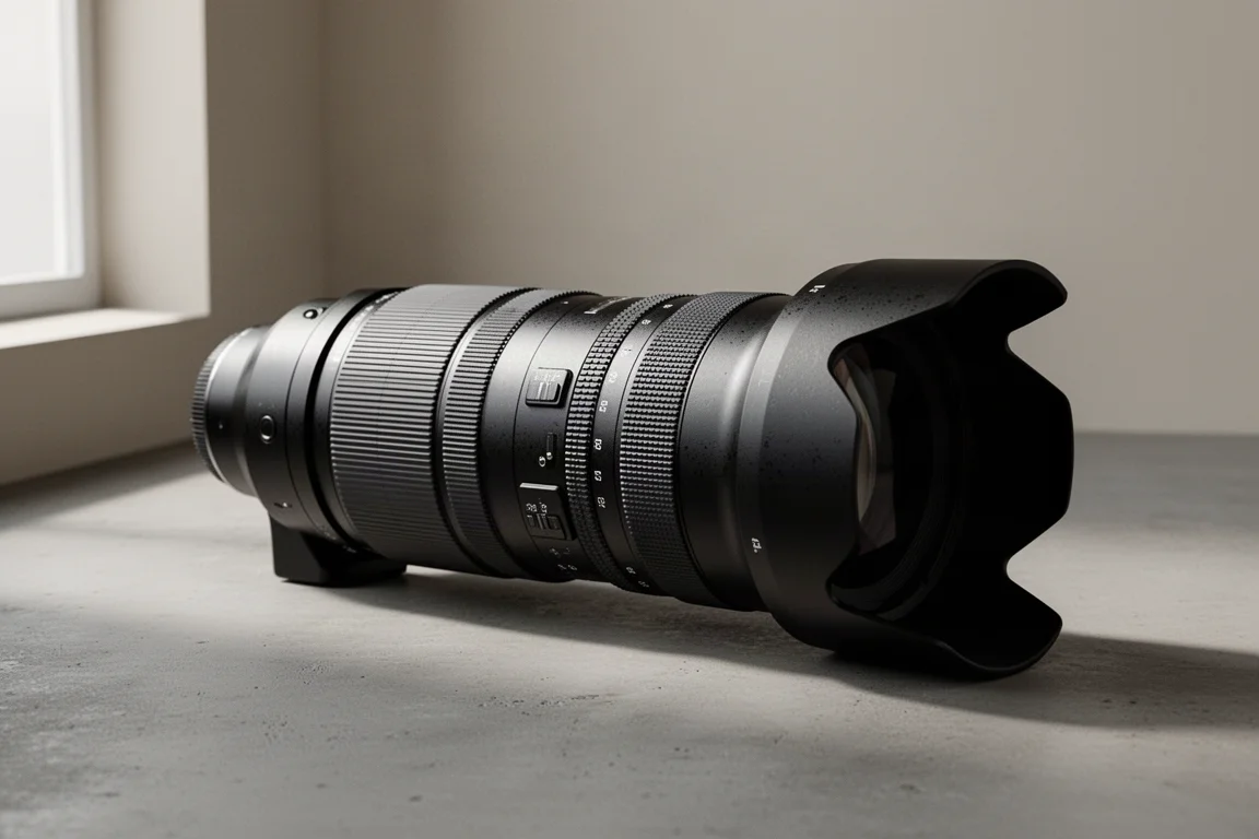 Sigma 150-600mm Superteleobjektiv auf einer Betonoberfläche
