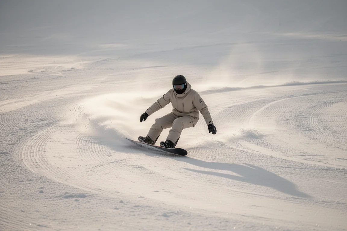 Snowboarder mid-air above a terrain park jump