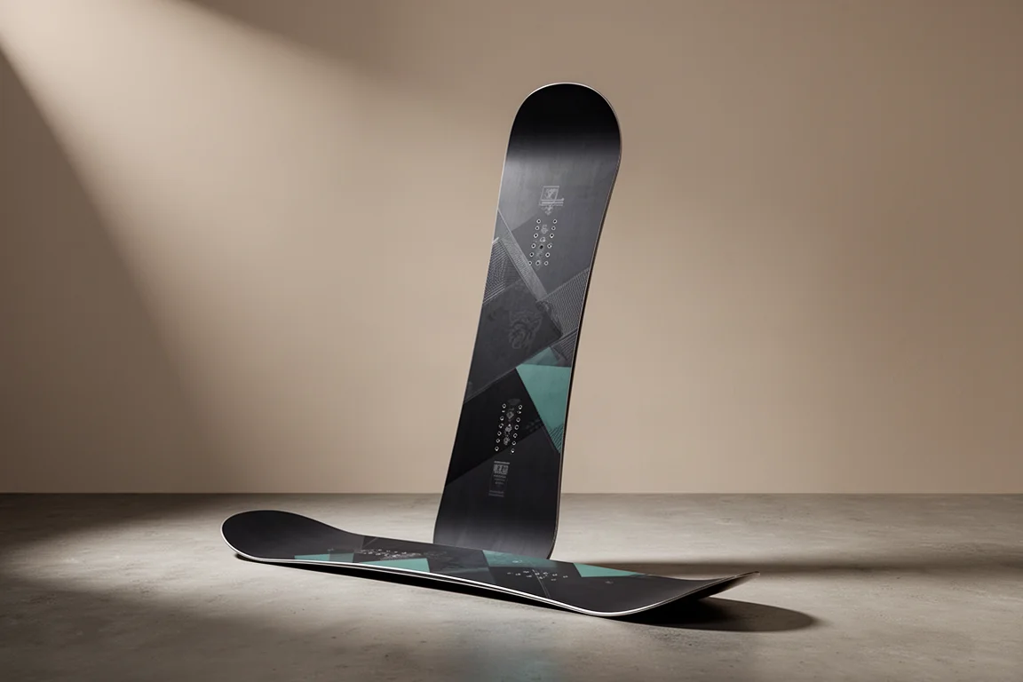 Signal Disruptor snowboard standing upright on a neutral studio backdrop