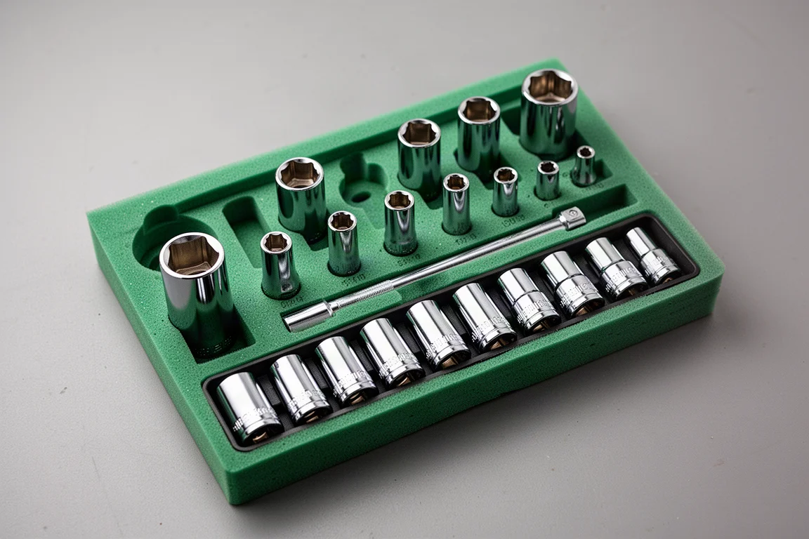 Round-head ratchet with fine-tooth mechanism resting on a workbench
