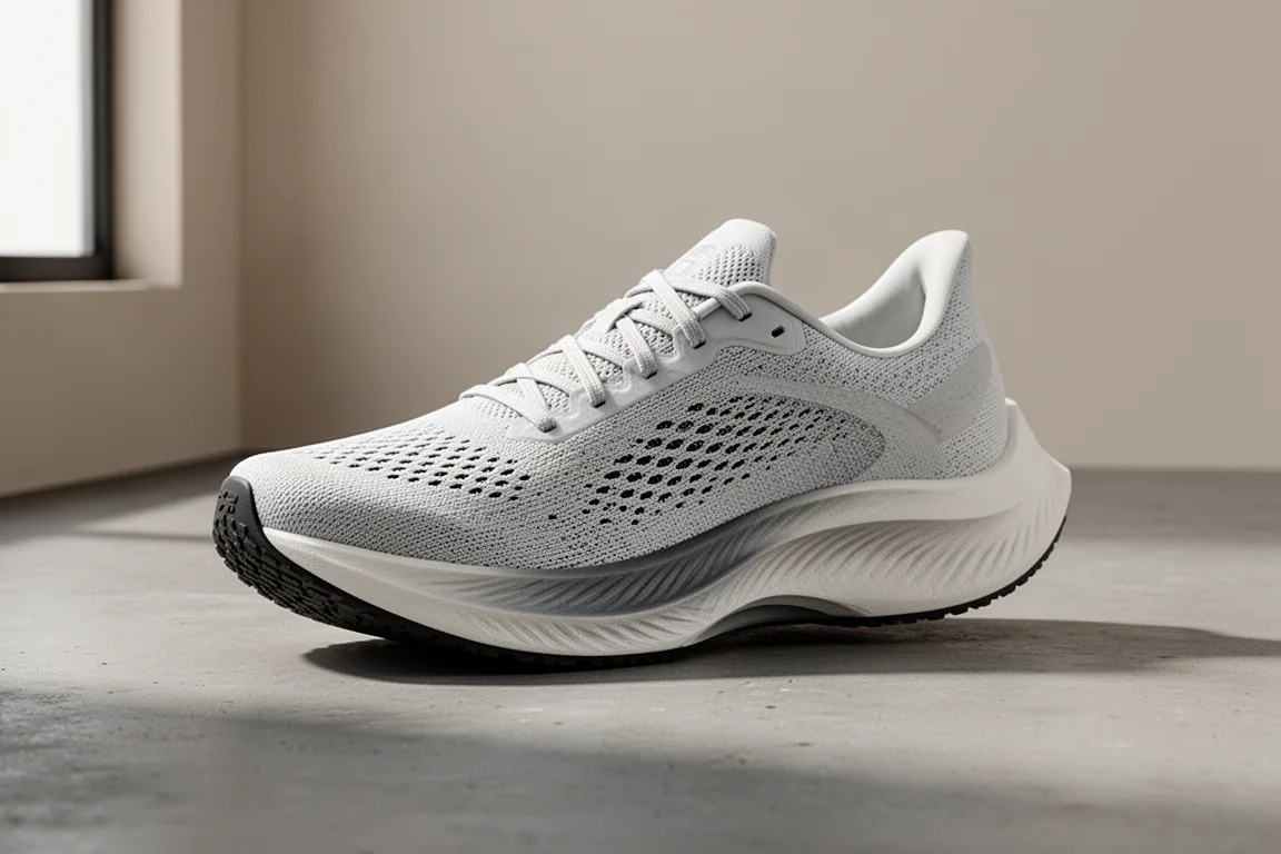 Skechers Aero Razor, leichter Speed-Trainings-Laufschuh auf einer Betonoberfläche