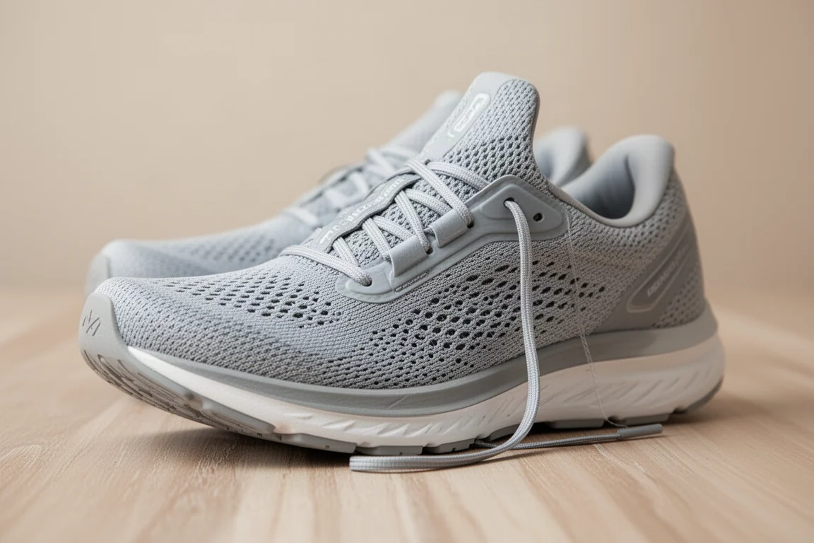 Detaillierte Ansicht des Engineered-Mesh-Obermaterials und der Zunge eines Daily Trainers