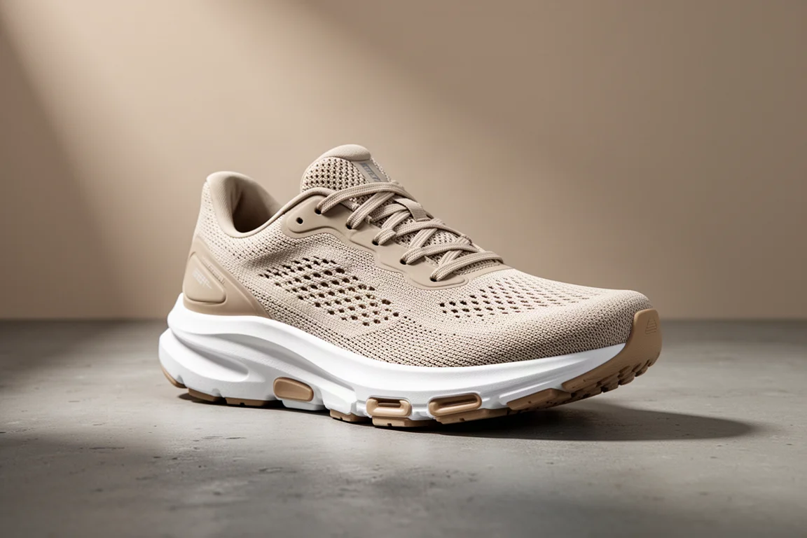 Scarpa da running Skechers Aero Spark su superficie di cemento opaco con luce da studio