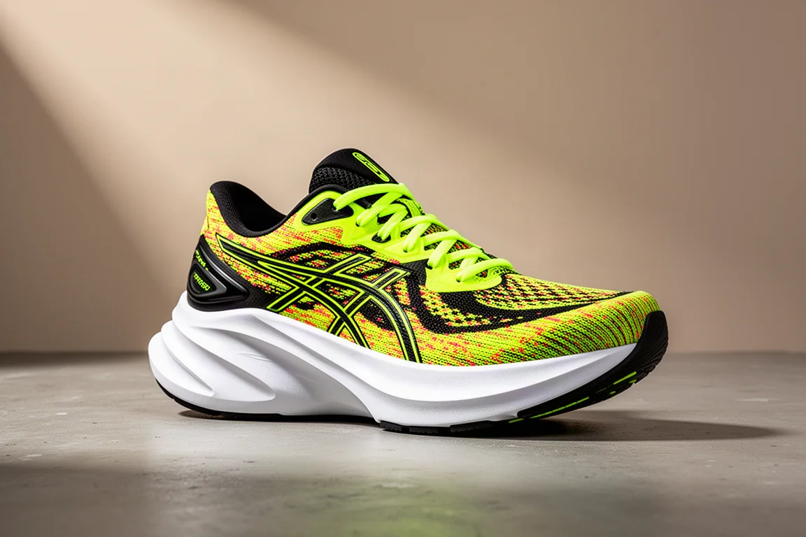 Skechers Go Run Speed Beast running shoe with thick foam midsole on concrete