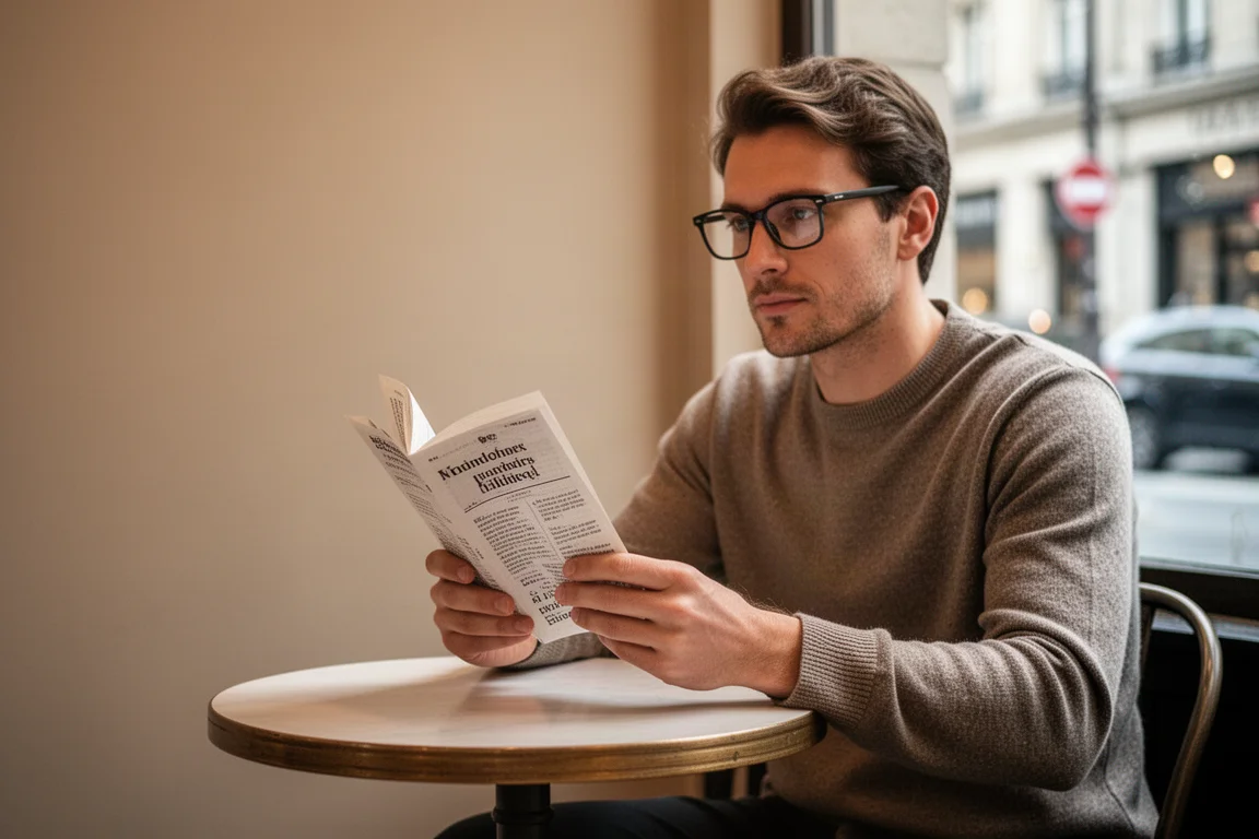Traveler reading a translated foreign menu with smart glasses