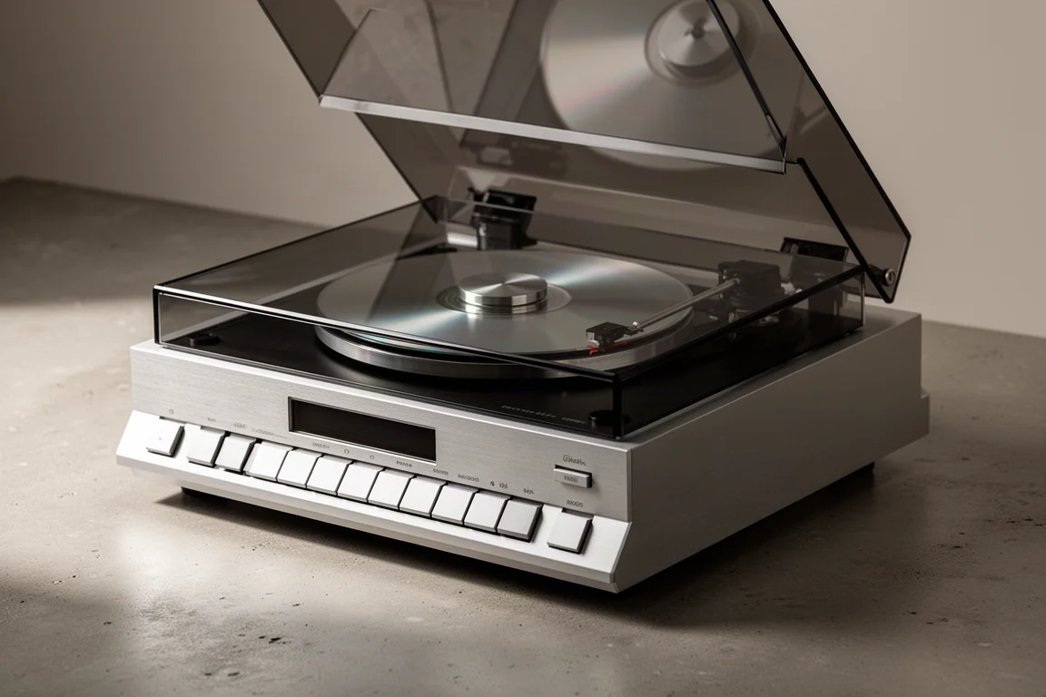Lecteur CD à chargement par le haut avec châssis en aluminium brossé et touches style piano