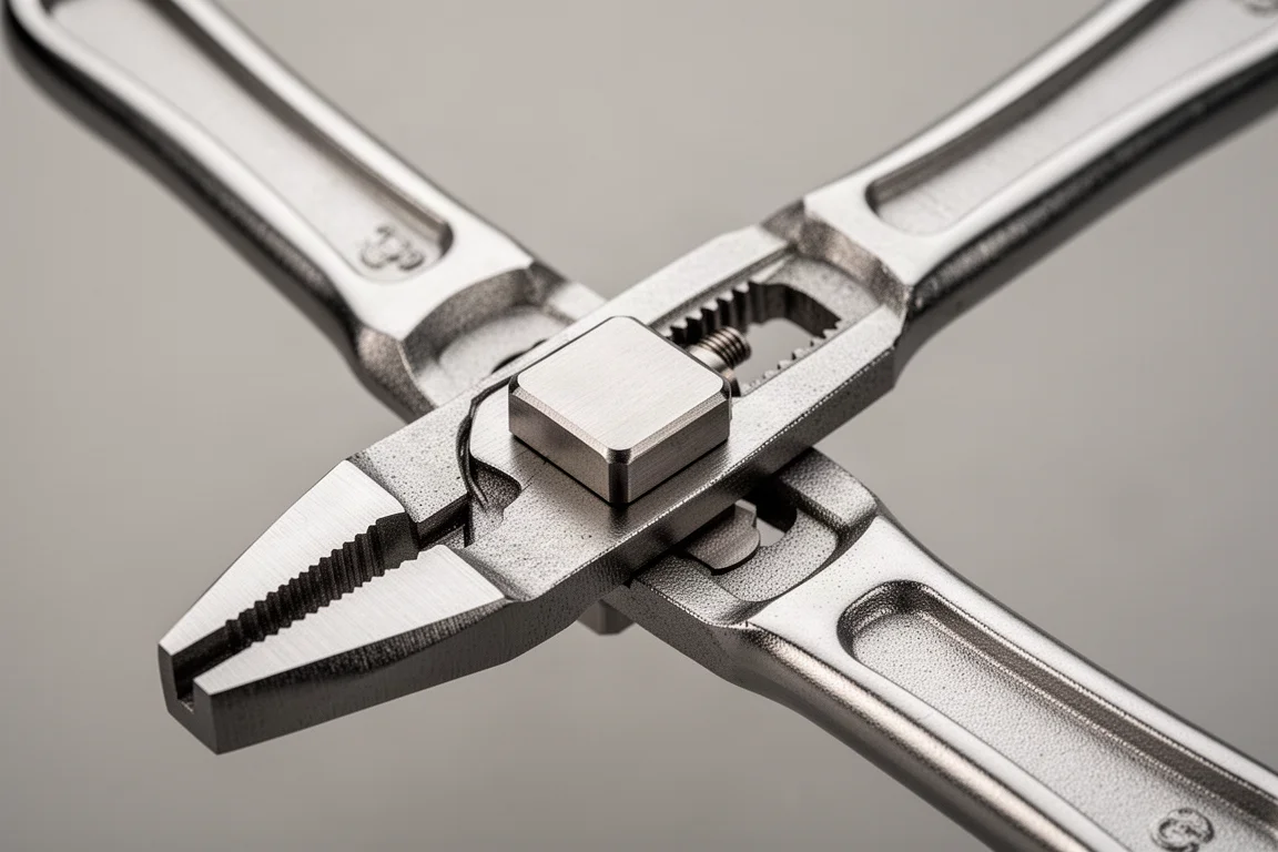 Close-up of the sliding adjustment mechanism on plier handles