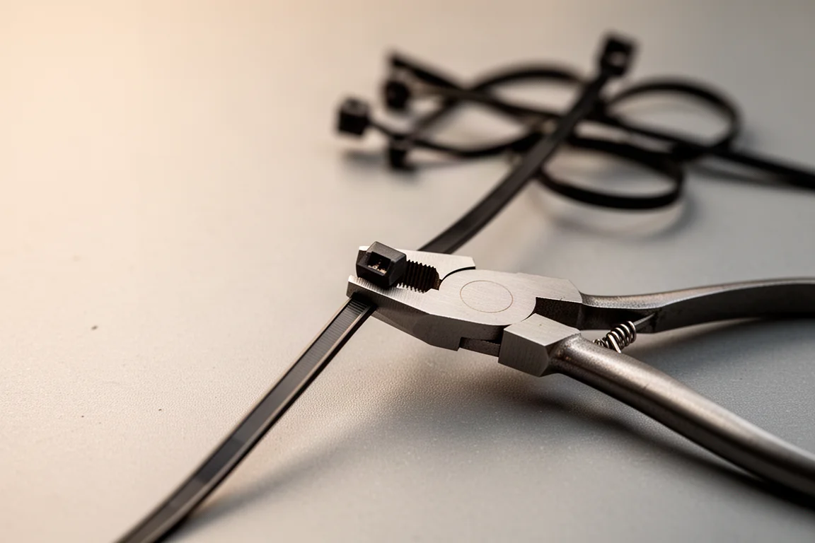 La coupe affleurante d'un collier zip laisse une extrémité propre et plate