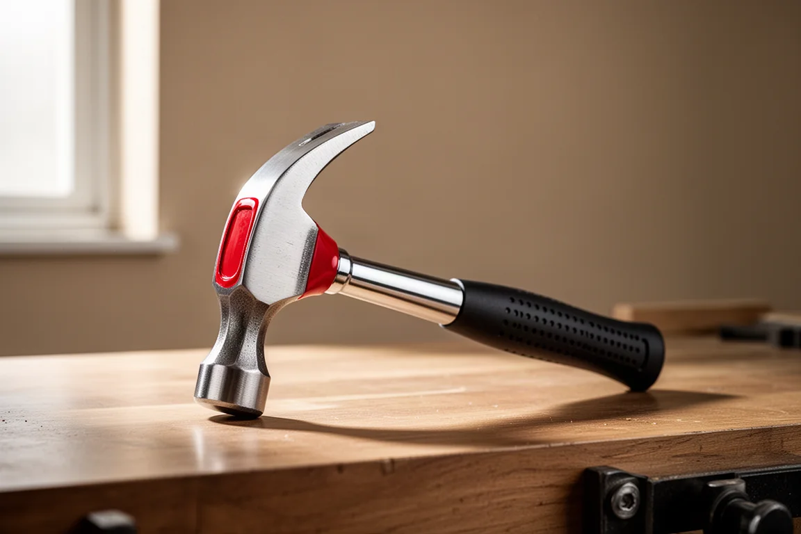 Snap-On HCL B16 claw hammer with red enamel detail on a wooden workbench