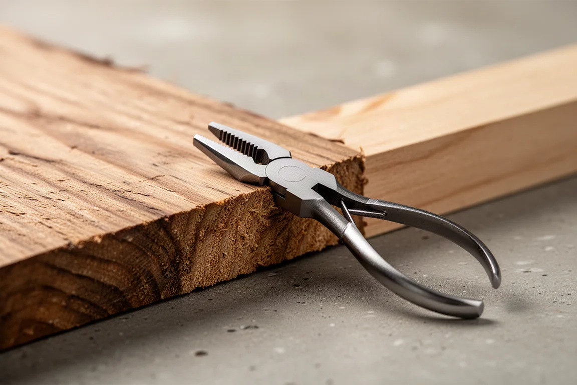 Pince compacte saisissant fermement une planche de bois
