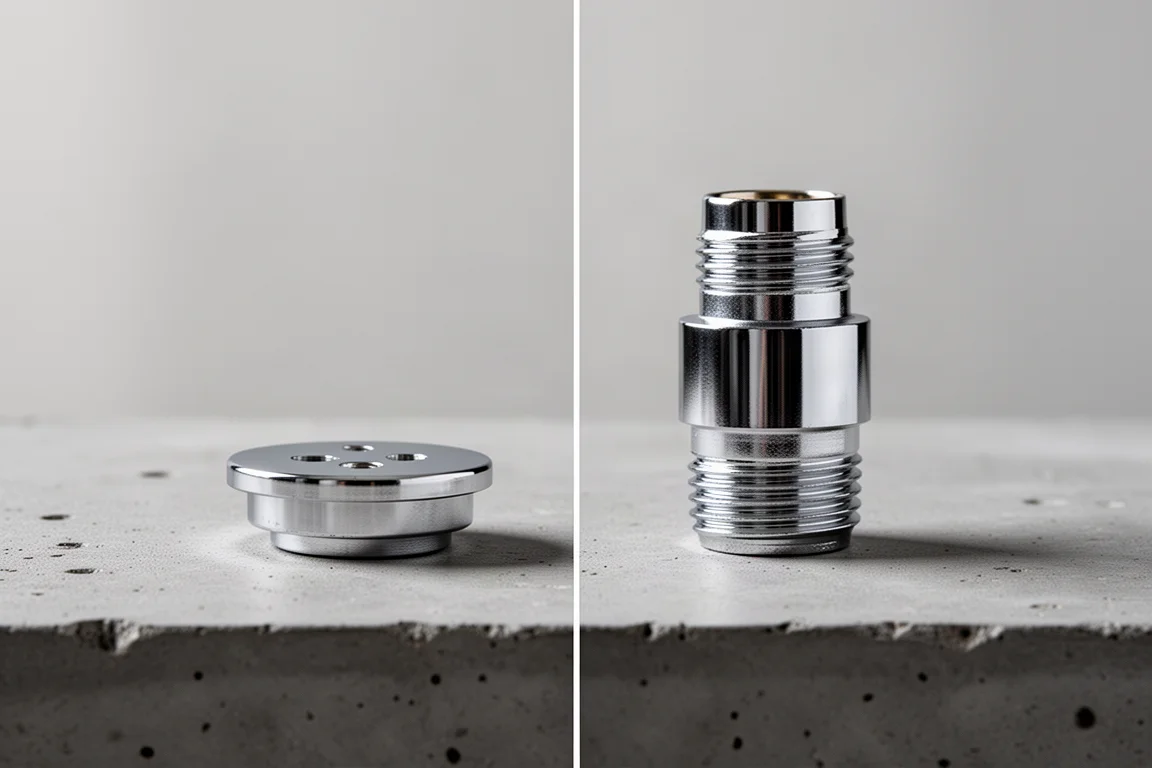 Close-up comparison of a low-profile socket and a standard socket showing the height difference