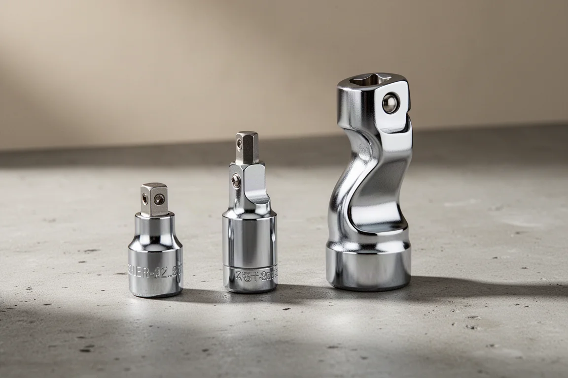 Quarter-inch drive wobble extension beside a larger one on concrete