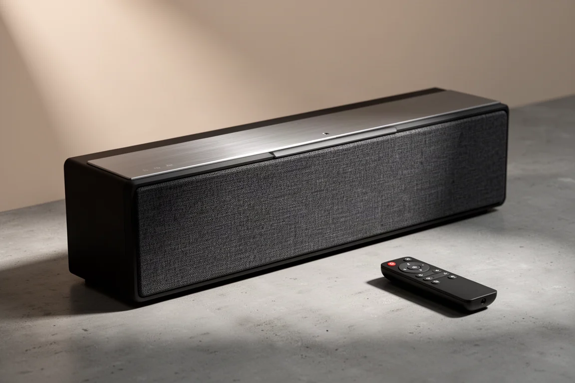 Wide low-profile Sony Bravia Theater Bar 9 soundbar on a matte concrete surface