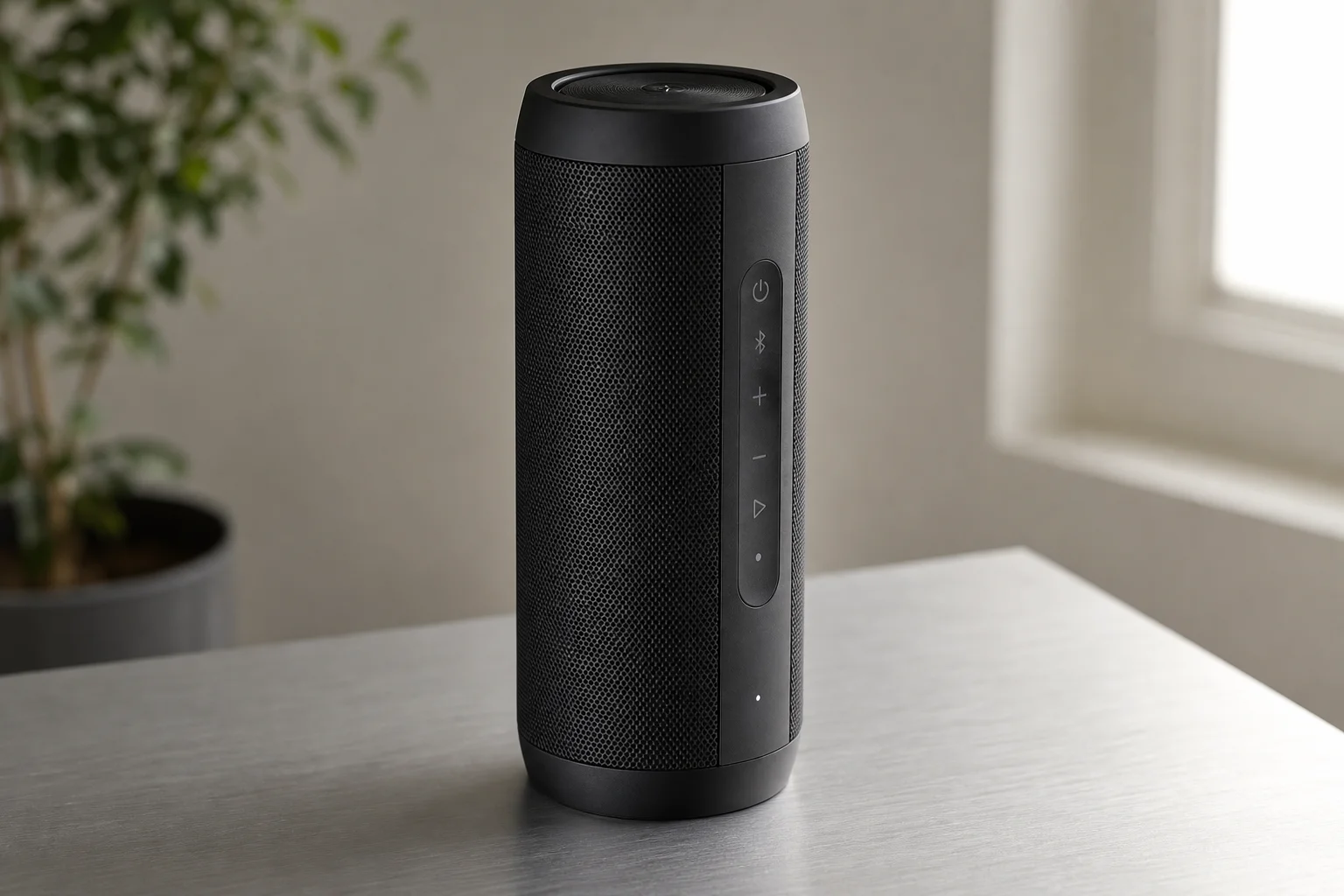 五台 Sony Bluetooth 揚聲器排列在混凝土表面上