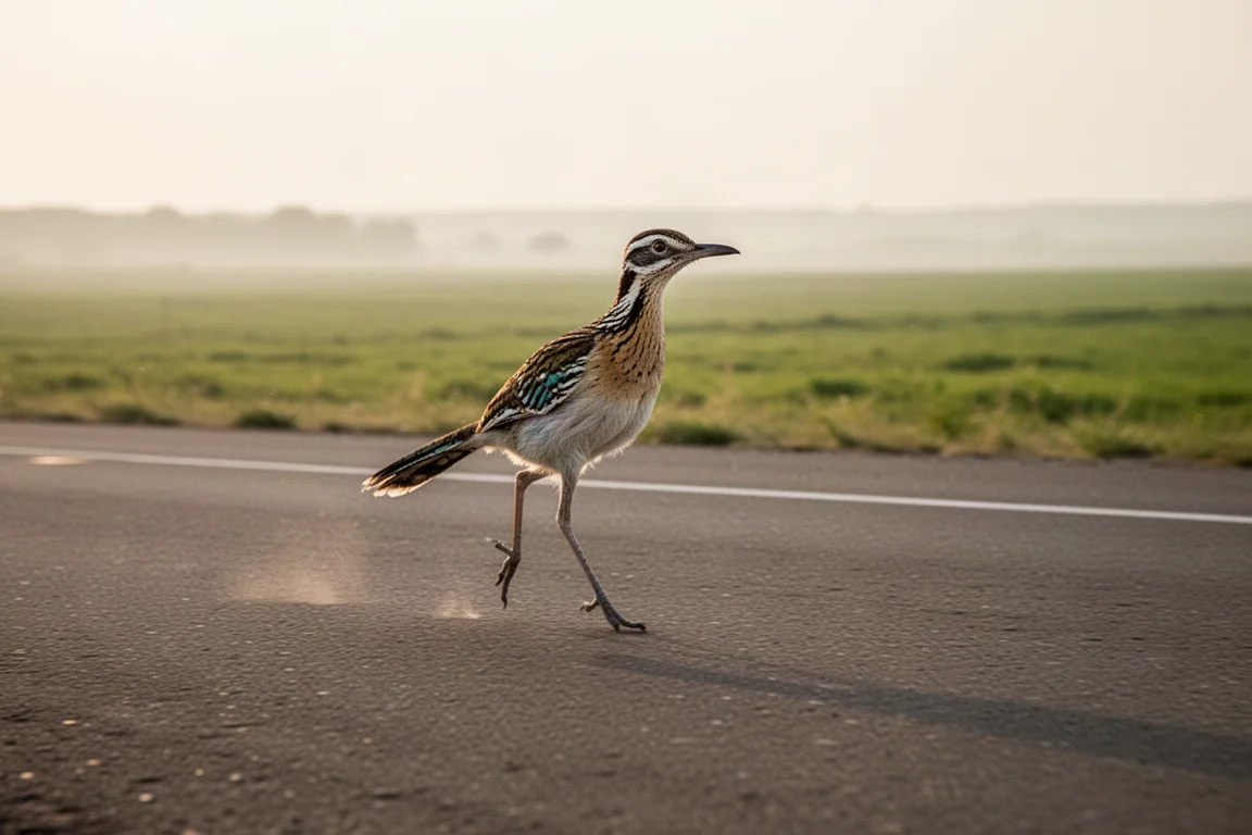 Runner cruising steadily on an open road during a long easy run