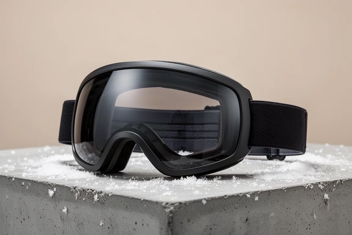 Máscara de neve Spy Marauder Elite com lente tórica sobre superfície de concreto